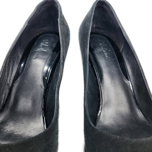 Cole Haan Air Black Suede Patent Leather Wrapped Wedge Heel Pumps - Picture 7 of 11